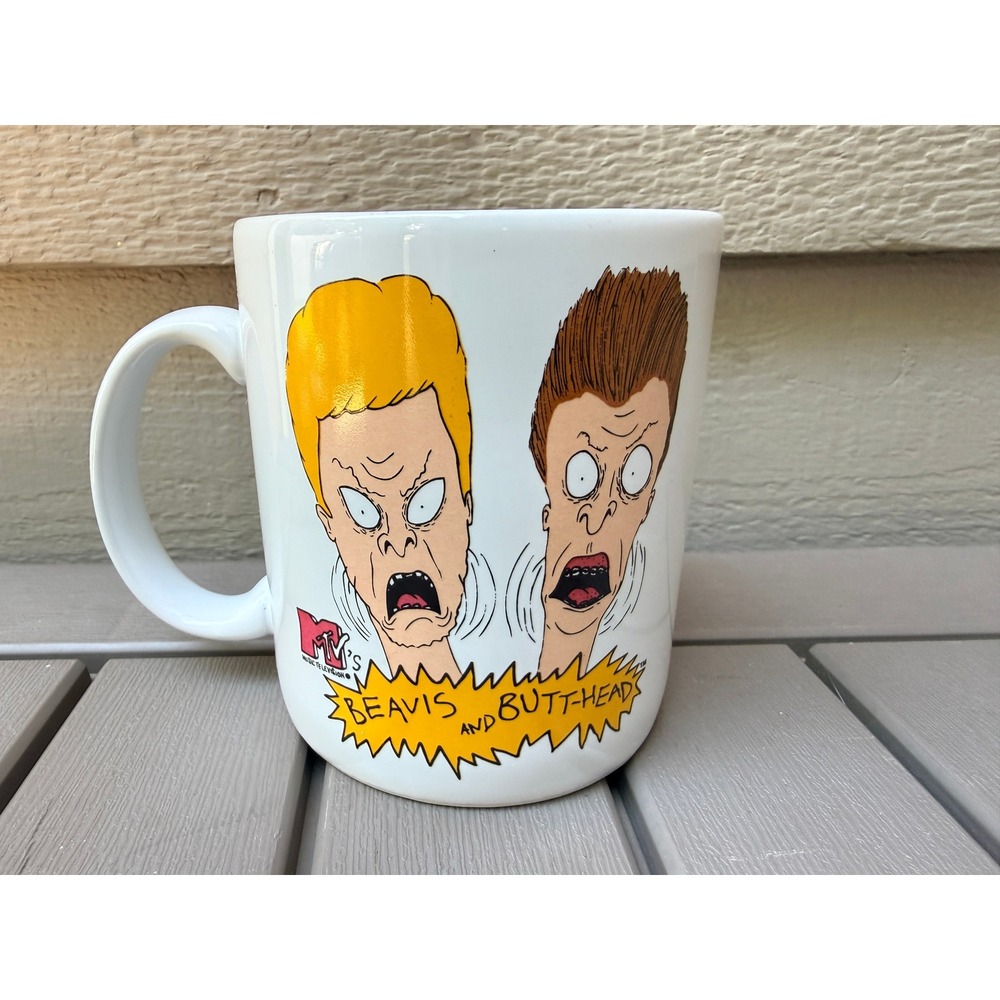 Vintage 1993 MTV Beavis and Butt-Head 12oz Ceramic Coffee Mug Out of Character